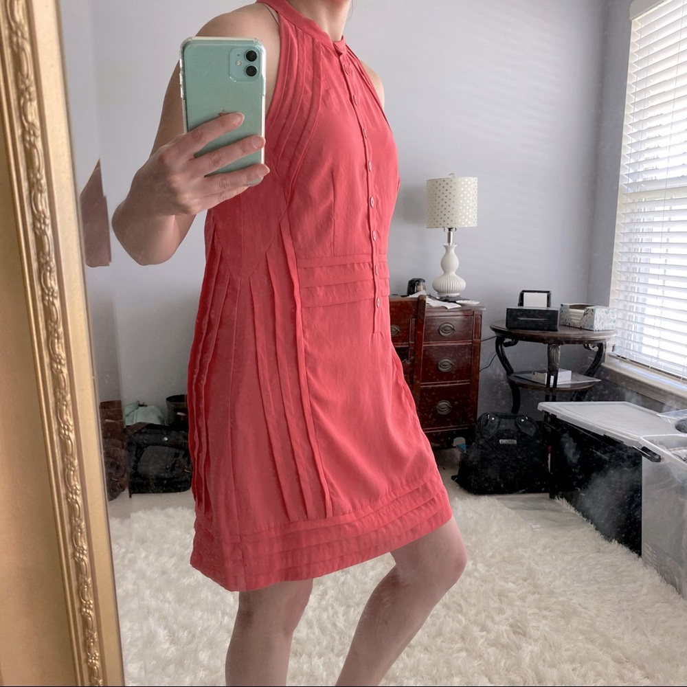 Nanette Lepore Silk Dress Button Front Coral Medium - Picture 15 of 15